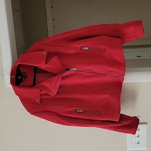 Red Faux Suede Moto Jacket - Size 22